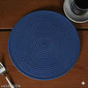 SHF® Handmade | 15x15 inch | Pack of 6 | Table Placemat | Cotton Round Placemat for Dining Table | Washable Heat Resistant Dining Table Mat | Navy Blue Color