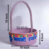 SHF® Laddu Gopal Puja Basket 10 Inch Cotton Rope Handcrafted Mandir Basket for Home Temple | Purple & White