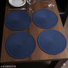 SHF® Handmade | 15x15 inch | Pack of 6 | Table Placemat | Cotton Round Placemat for Dining Table | Washable Heat Resistant Dining Table Mat | Navy Blue Color
