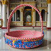 SHF® Lord Murugan / Murugan / முருகனை / Murugan Basket (9x9x3 Inch) - Cotton Red & White Puja/Laddoo Gopal Basket - Pack of 1
