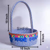 SHF® Laddu Gopal Puja Basket 10 Inch Cotton Rope Handcrafted Mandir Basket for Home Temple |Royal Blue & White