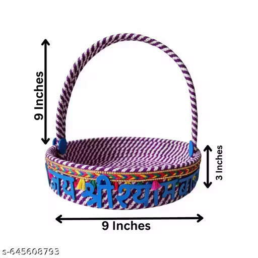 SHF® 9 Inches, Pack of 1, Laddu Gopal Basket for Puja, Decorative Pooja Basket,